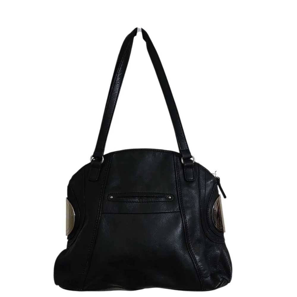 B. Makowsky Black Leather Shoulder Bag